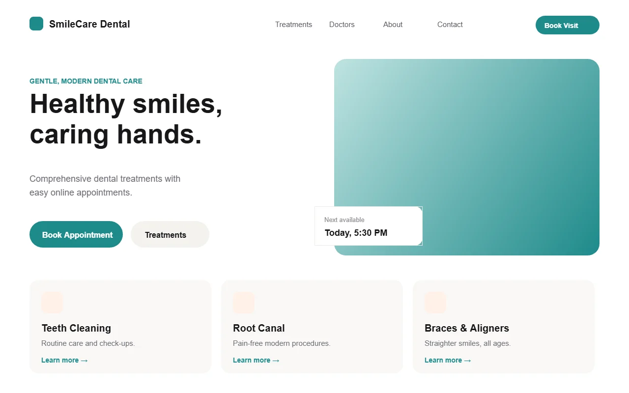 Dental Clinic Website project screenshot